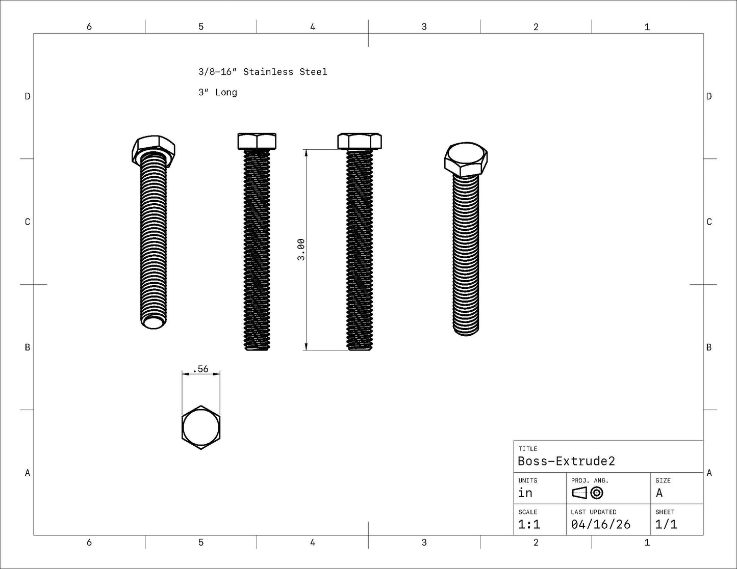 3/8"-16 Stainless Steel Bolts w/ Hardware