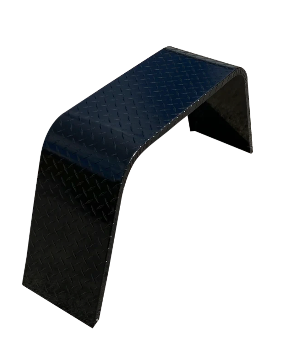 Diamond Plate Flat Top Aluminum Trailer Fender - 10" x 18" x 36" | Polished or Black