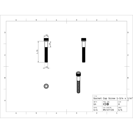 Socket Head Cap Screw 1/4" (25 Pack)